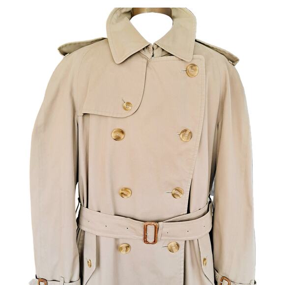 BURBERRY Vintage Men's Tan Trench Coat w/ Removable Wool Liner 40 Long *flaws - Picture 7 of 15